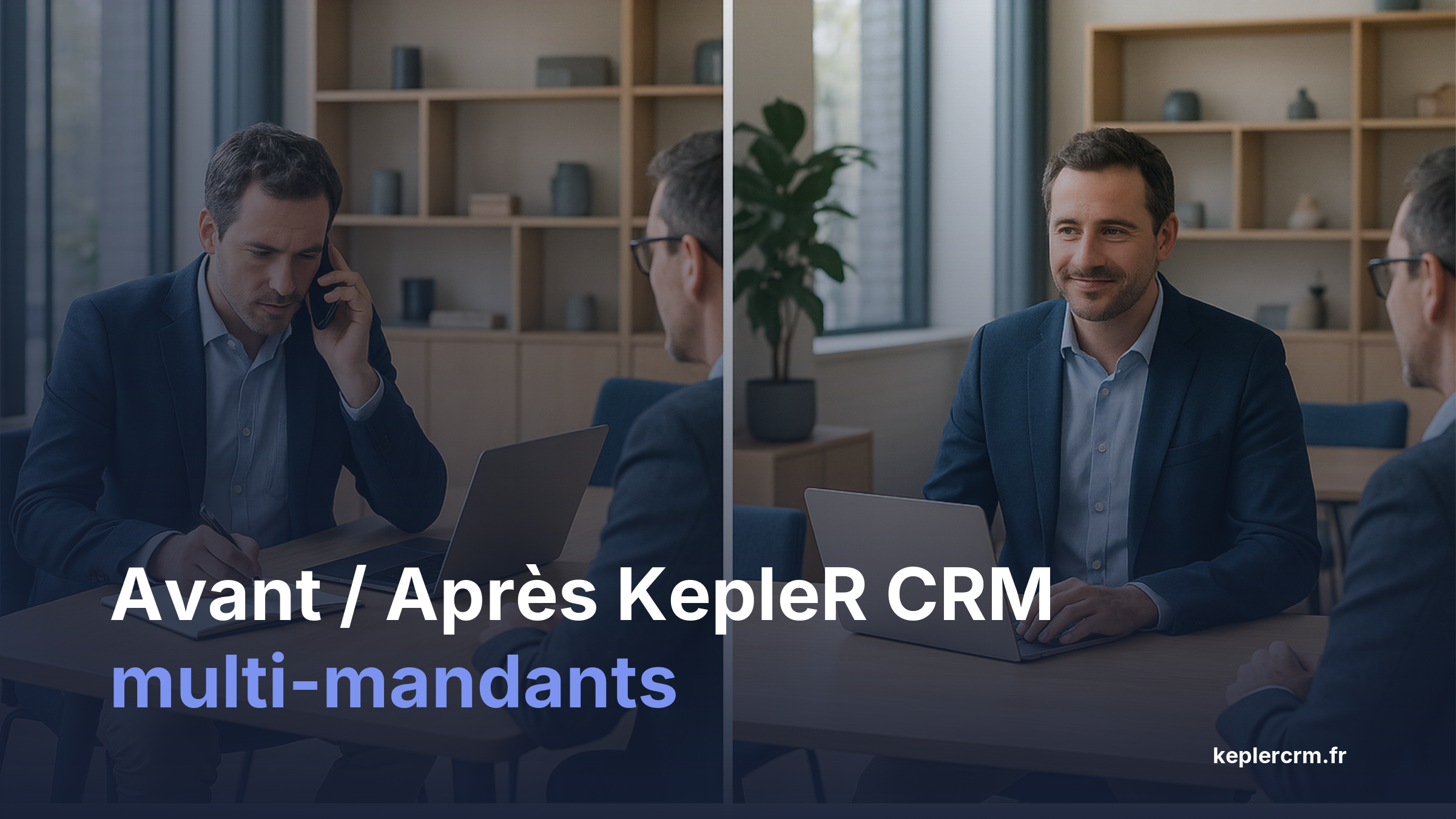 Comparatif avant après logiciel multi agences CRM KepleR agent commercial multicarte