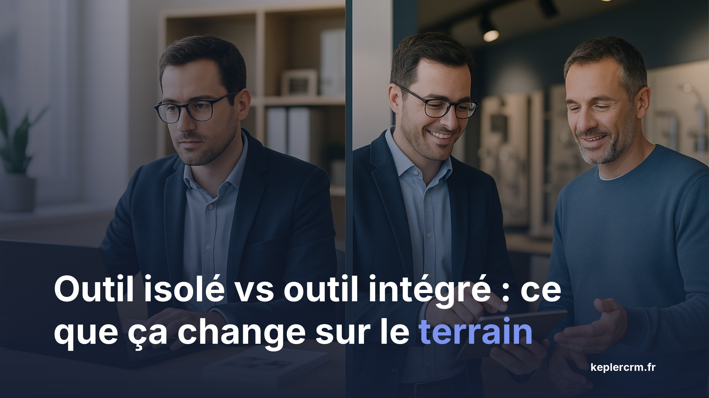 Comparatif logiciel prise de commande isolé versus CRM intégré pour agent commercial multicartes